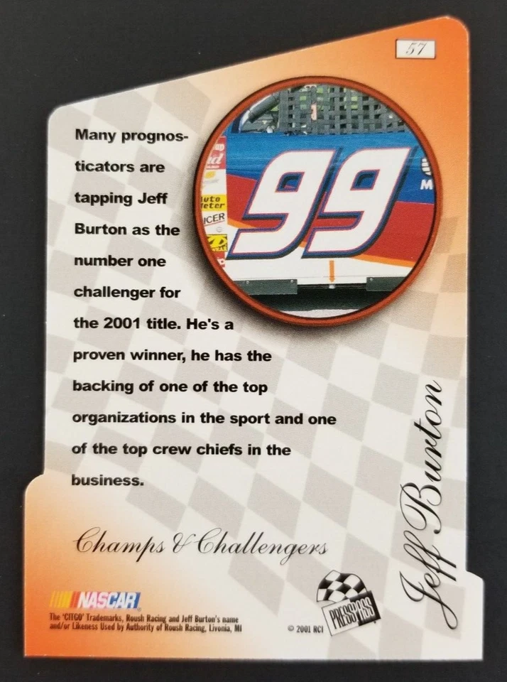 Jeff Burton 2001 Press Pass Premium NASCAR Racing Card #57 (NM) - Image 2 of 2