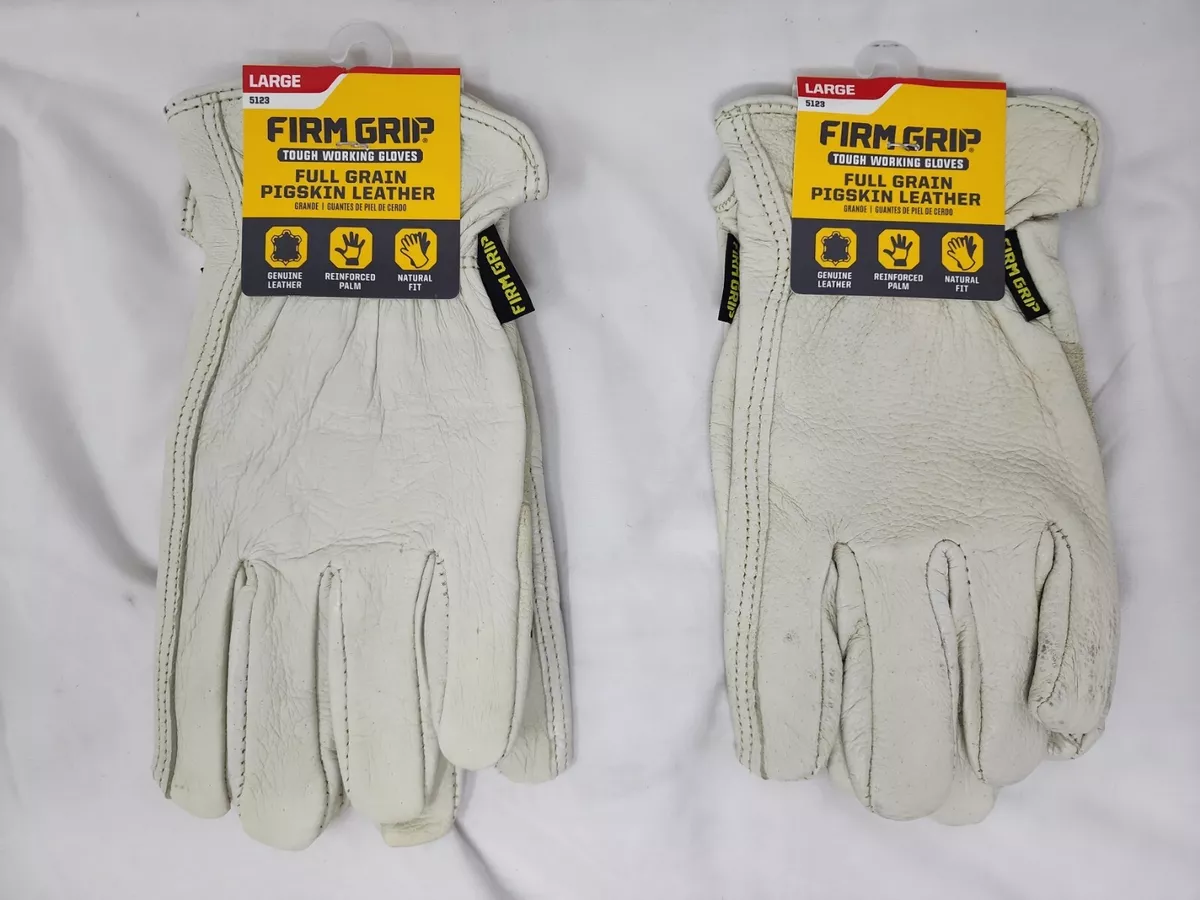 Lot of 2 Pair - FIRM GRIP Work Gloves Large Grain Pigskin Leather Job  Outdoor