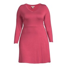 Terra & Sky Women's Plus Size Long Sleeve Swing Dress Rose U pick NEW