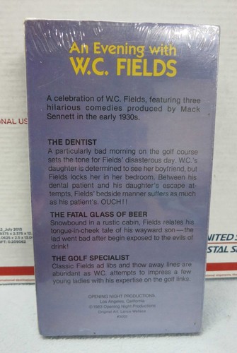 An Evening With W.C. Fields VHS Tape *New Sealed* Fast Shipper #1911 - Imagen 2 de 2