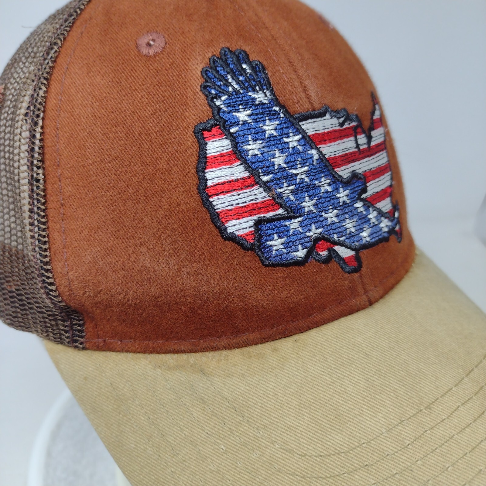 American Flag Eagle Strapback Trucker Hat Multi O… - image 6