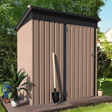 AECOJOY Outdoor Metal Storage Shed w/Lockable Door for Backyard Garden tool shed