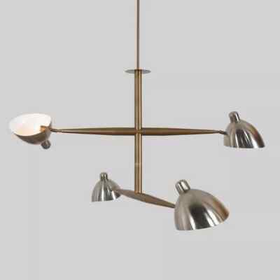 Italian Style Four Lights Brass Sputnik Chandelier Light Fixture Raw Brass