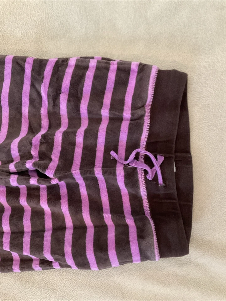 Mini Boden 7 Girls Velour Stripe Pants Pink Brown - Image 2 of 4