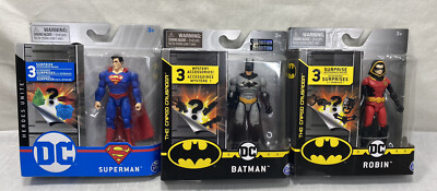 Lot of 3 DC Spin Master Action Figures W/ The Caped Crusader 1st Edition Sealed 