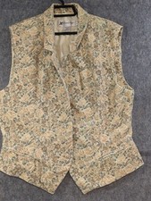 Vtg All Wevest Womens 18 Beige Blue Floral Velvet Lined Button-up Pockets Career