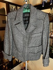 Flavio Castellani Giacca Lana Donna Tweed Grigio Nero Made in Italy Taglia 42-S