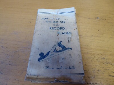 VINTAGE WERKZEUGE WIE MAN DIE BESTE VERWENDUNG AUS RECORD PLANE'S BOOKLET D3/54 #374