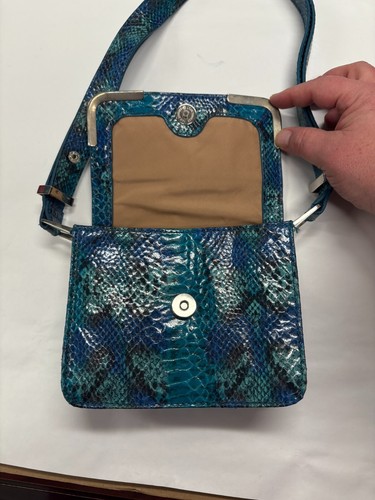Nine West Blue, Black and Teal Convertible Crossbody Snake print bag - Picture 2 of 12
