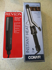 REVLON FLAT IRON, FAST HEAT UP  CONAIR CURLING IRON, 30 SEC HEAT UP, NEW IN BOX