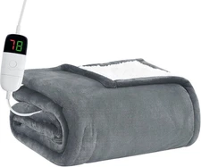 BOMOVA Heated Electric Blanket Twin - 62" x 84" Heating Twin, Ash Gray 