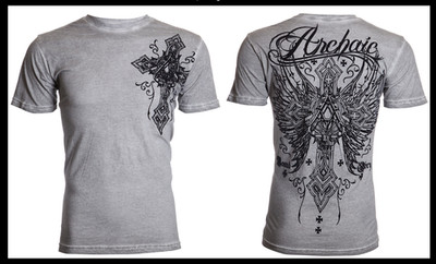 ARCHAIC by AFFLICTION Grey DEAD REDEMPTION Short Sleeve Slim Fit Y2K T-shirt NWT