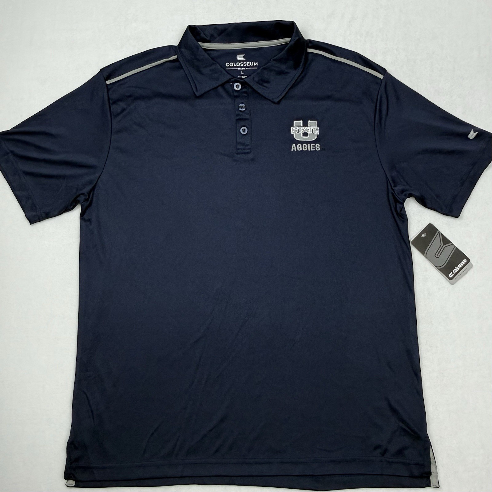 New Colosseum Utah State Aggies Men's Large Polo Shirt Performance Golf Blue