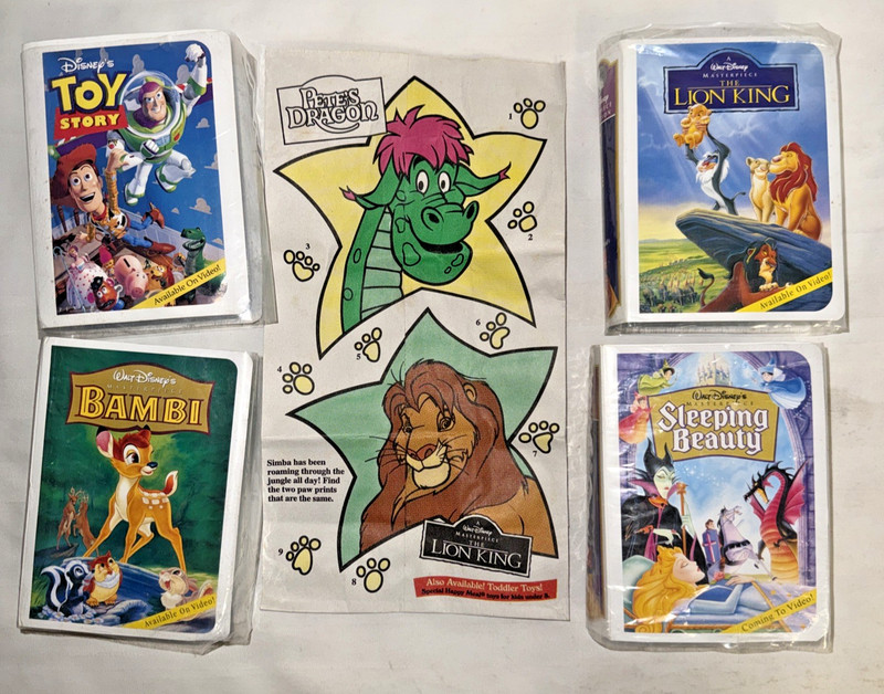 MCDONALDS 90’s WALT DISNEY MASTERPIECE COLLECTION HAPPY MEAL VHS TOYS  -LOT OF 4