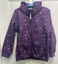 Girls Softshell Hi Gear Purple Spot Jacket With Hood -5-6 Years. Hardly Worn.