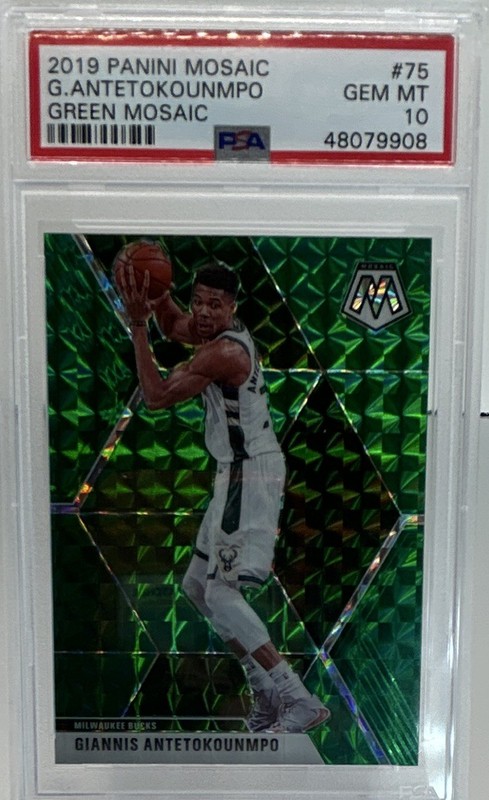 PANINI 2019-20 MOSAIC GIANNIS ANTETOKOUNMPO GREEN MOSAIC #75 PSA 10