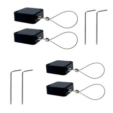 4 Set Retractable Cable Lock DoubleSided Adhesive ABS Remote Security 6.6 FT