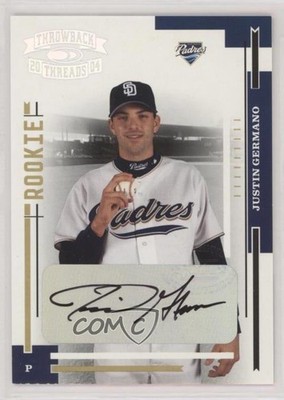 2004 Donruss Throwback Threads 8/100 Justin Germano #250 Rookie Auto RC 0y9m