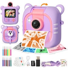 Kids Instant Print Camera for Toddlers 1080P 2.4in 180 Flip Lens Inkless