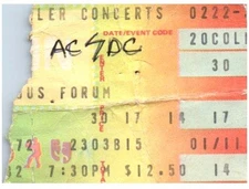 AC/DC Ticket Stub February 22 1982 Los Angeles California The Forum