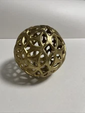 Gold tone metal filigree floral collector dome Decorative Ball 18 In Around