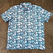 adidas Golf Men's Polo Shirt XL Blue/Black Geometric Lightweight