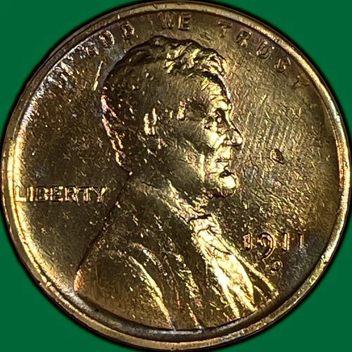 1911-D Lincoln Wheat Cent Very Fine VF Coin, Harshly Cleaned #34371
