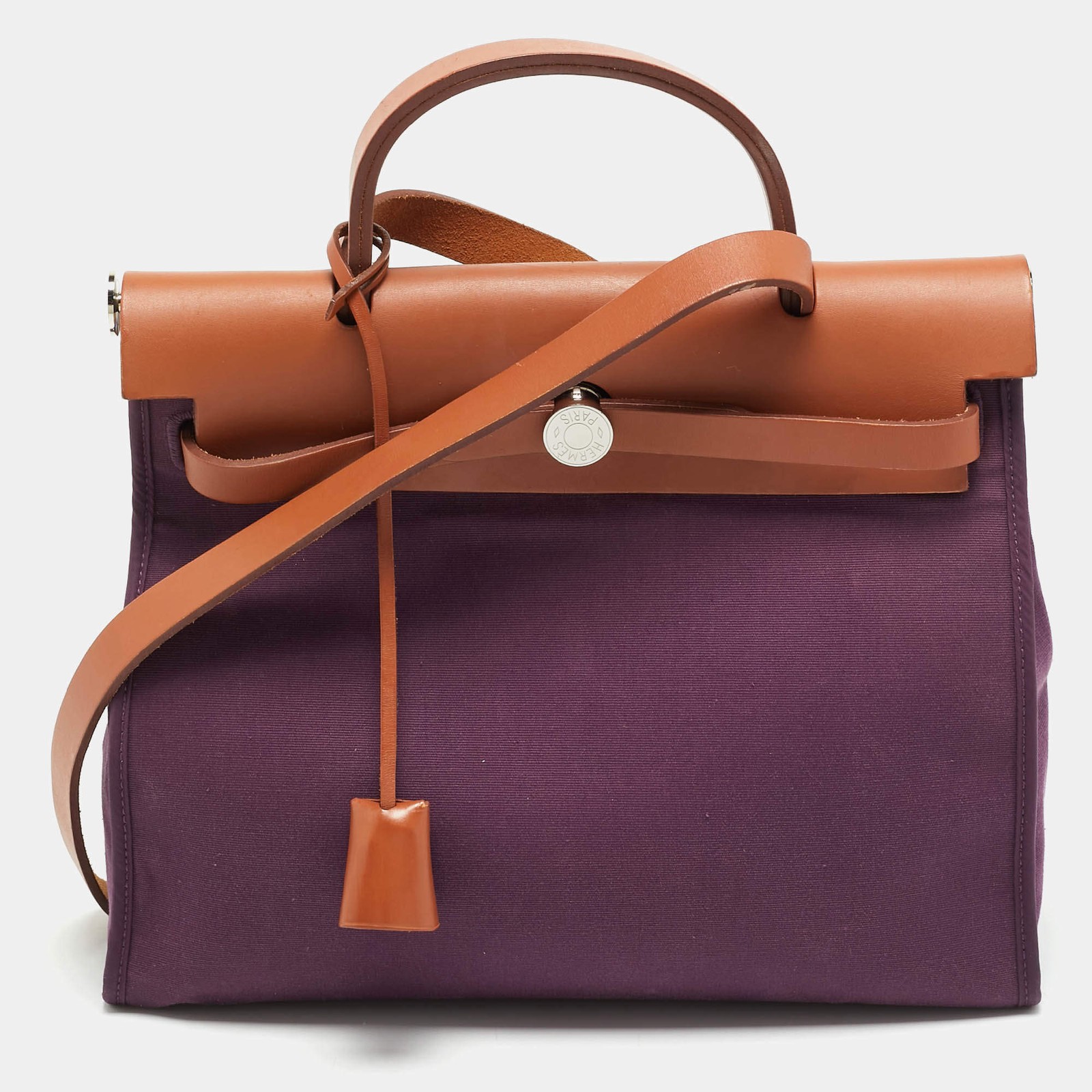 Hermes Herbag Zip 31 RaisinNaturel Canvas and Leather Bag