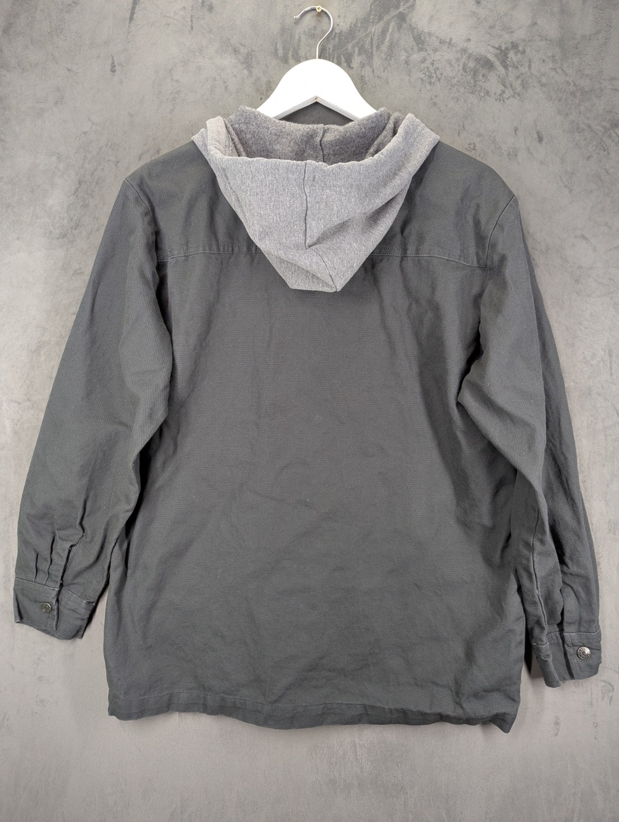 Wrangler Men's Workwear Jacket Size Small Lightweight Canvas Hooded Snap Button image 7