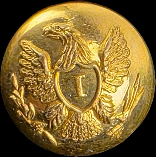 RARE CIVIL WAR UNION ARMY INFANTRY I OFFICER UNIFORM BUTTON EVANS SUPERFINE