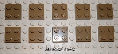 Lego Basic 10 Platten dark tan 2x2 #3022 NEUWARE