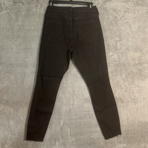 Old Navy Rockstar Jeans Size 6 Black Mid-Rise Super Skinny Distressed Raw Hem - Picture 2 of 9