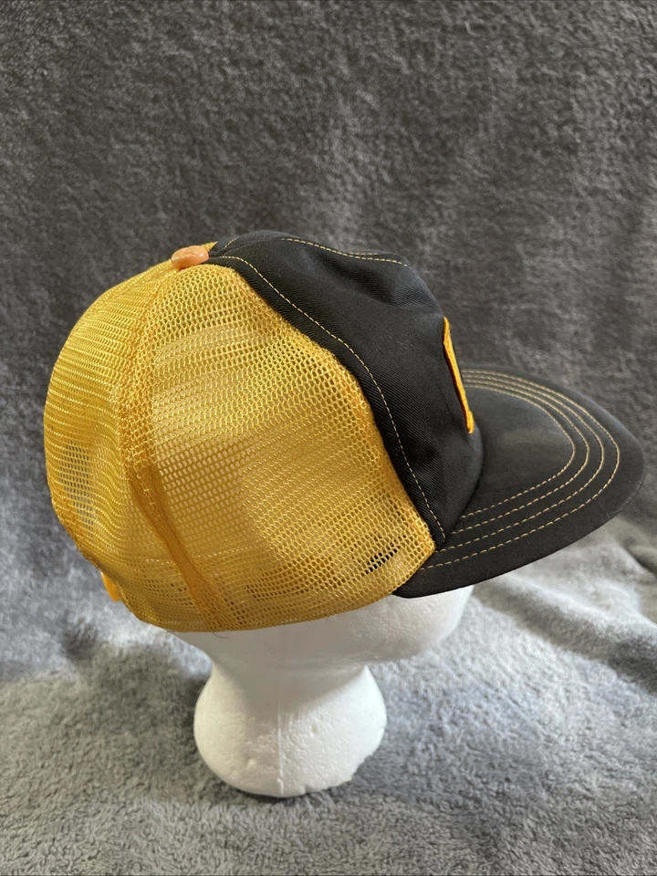 1980's CAT DIESEL POWER Snapback Mesh Trucker Yellow White Patch HAT Cap Vintage - Image 4 of 4