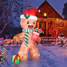 8ft Christmas Inflatables Decorations Gingerbread Man for Outdoor Indoor Lawn