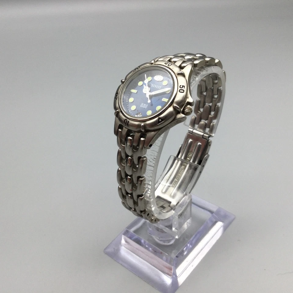 Reloj Berenger HMS Mujer 26mm Tono Plateado Esfera Azul Fecha Batería Nueva 6.5" Foto 4 de 4