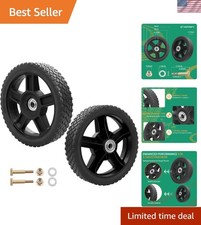 Durable 8 Inch Lawn Mower Wheels - 2 Pack with Nuts  Bolts Kit for All Terrain