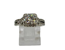 Neu 14KT WEISSGOLD 1,11 KARAT IGI LABOR GEWACHSEN ZENTRALER HALO DIAMANT VERLOBUNGSRING
