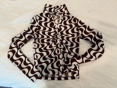 Amisu Women s Long Sleeve Top Brown And White size XS