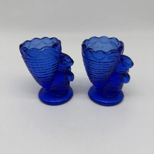 Vtg Fenton Cobalt Blue Bunny Egg Cup Toothpicks Holder Beautiful Vibrant Color
