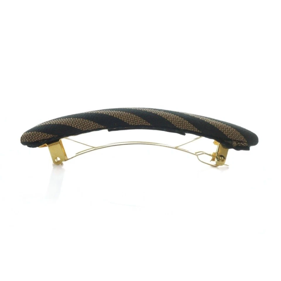 RARE FENDI Pecan Barrettes Hair Clip Brown Black Women's Accessory Auth - Image 3 of 4