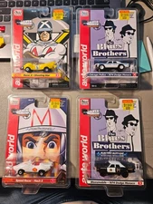 SET OF 4 2021 AW AUTO WORLD SLOT CAR SILVER SCREEN SERIES 2-SPEED RACER 2-BLUES