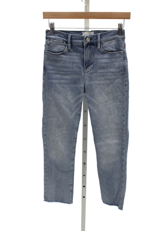 Frame Women Cropped Straight Jeans Light Blue High Rise Size 25