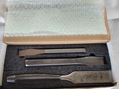3pc Vintage Chisels 1-1/4'' Beveled CRESCENT TOOL CO., 3/4'' STANLEY & 1'' RYAN USA