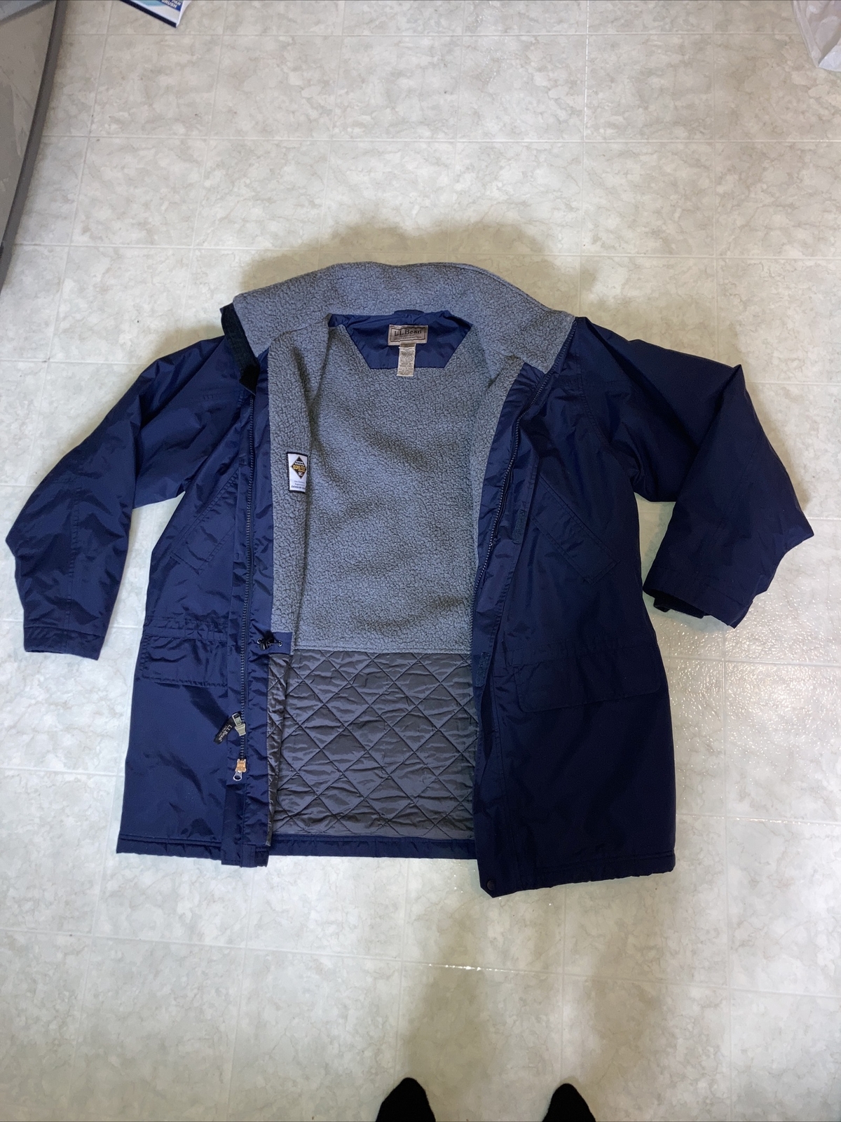 Rare LL Bean Men's XL Tall Sherpa Lined Gore-tex Jacket Blue Hooded Polartec image 5