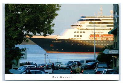 Postcard Rotterdam Ship in Frenchman Bay at Bar Harbor, Maine K5