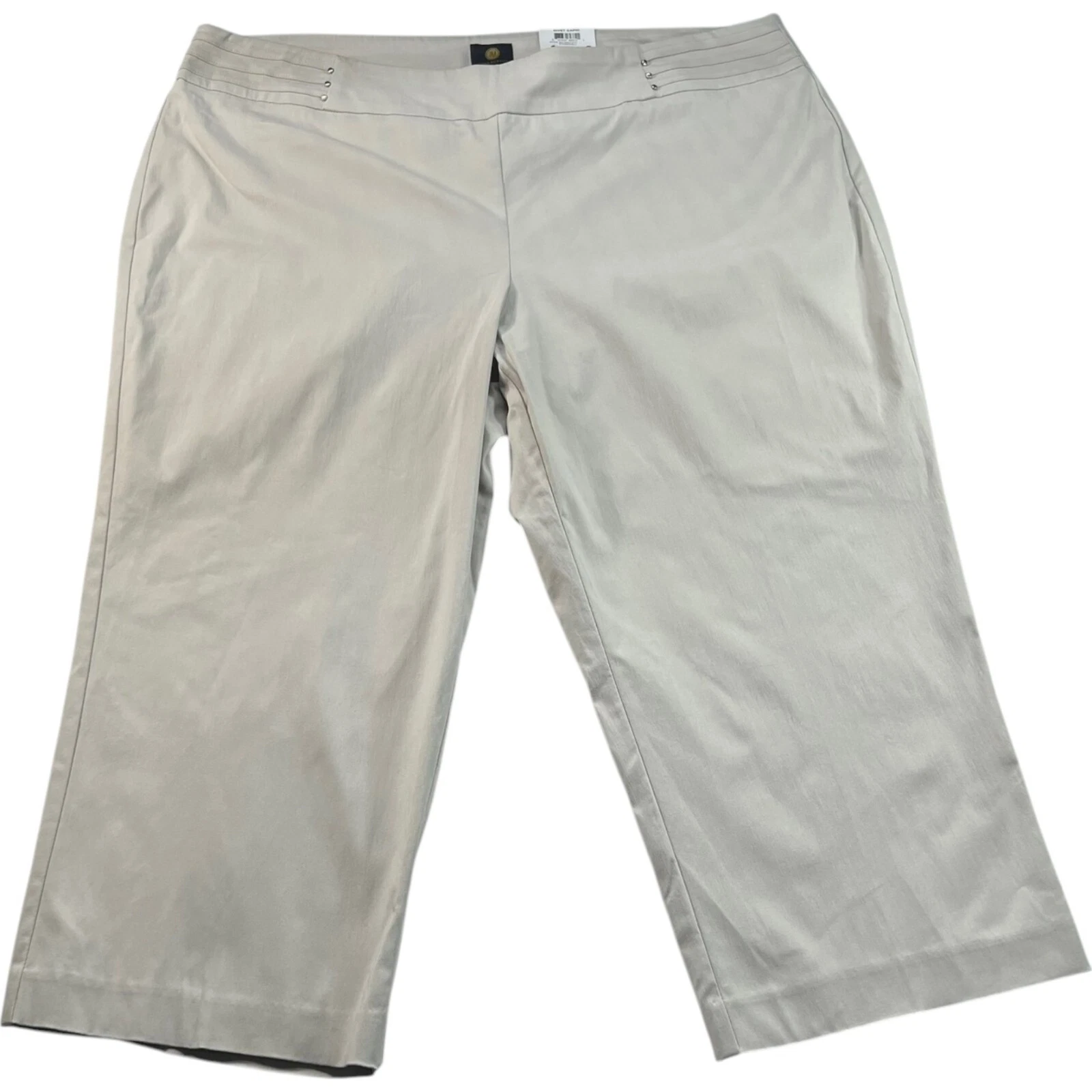 JM Collection Capri Pants Womens Plus Size 3X Beige Tummy Control New