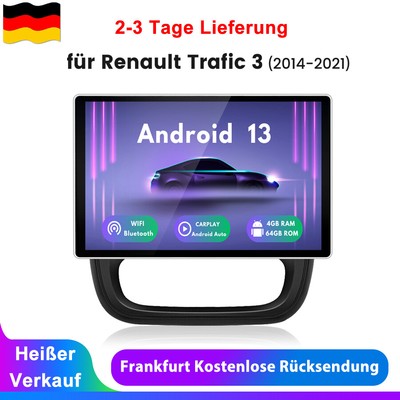 4+64G Für Renault Trafic Nissan Carplay Android 13 Autoradio GPS Nav BT SWC DAB+