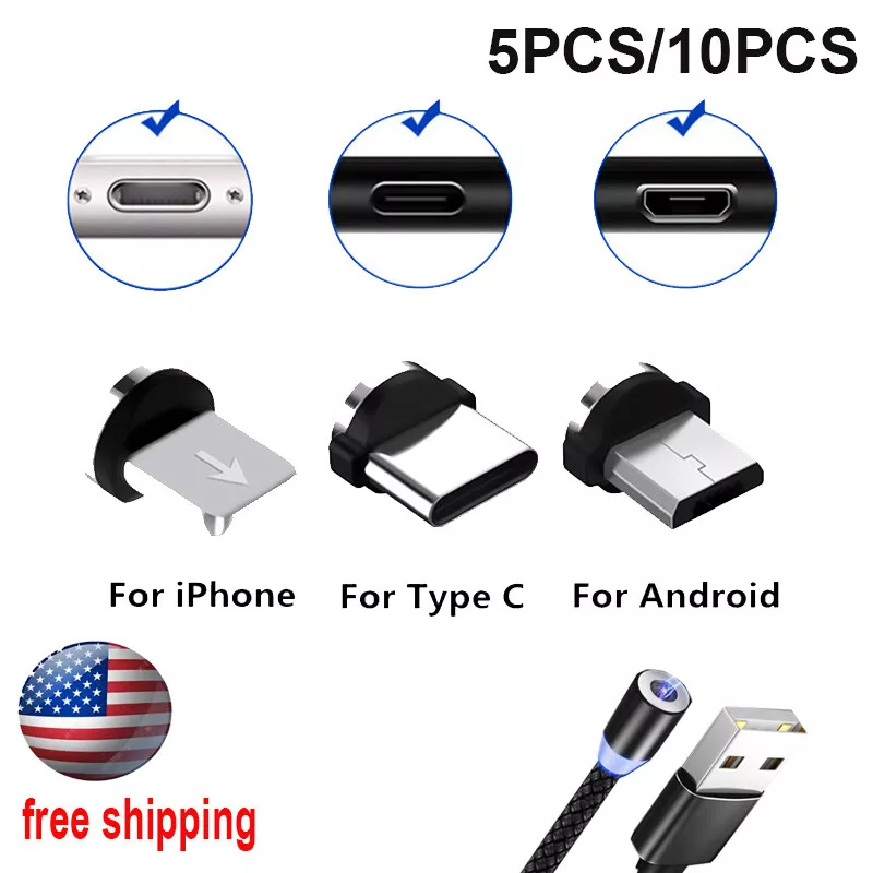 Magnetic Phone Charger Charging Cord Adapter Cable For iPhone Type C Micro  USB.