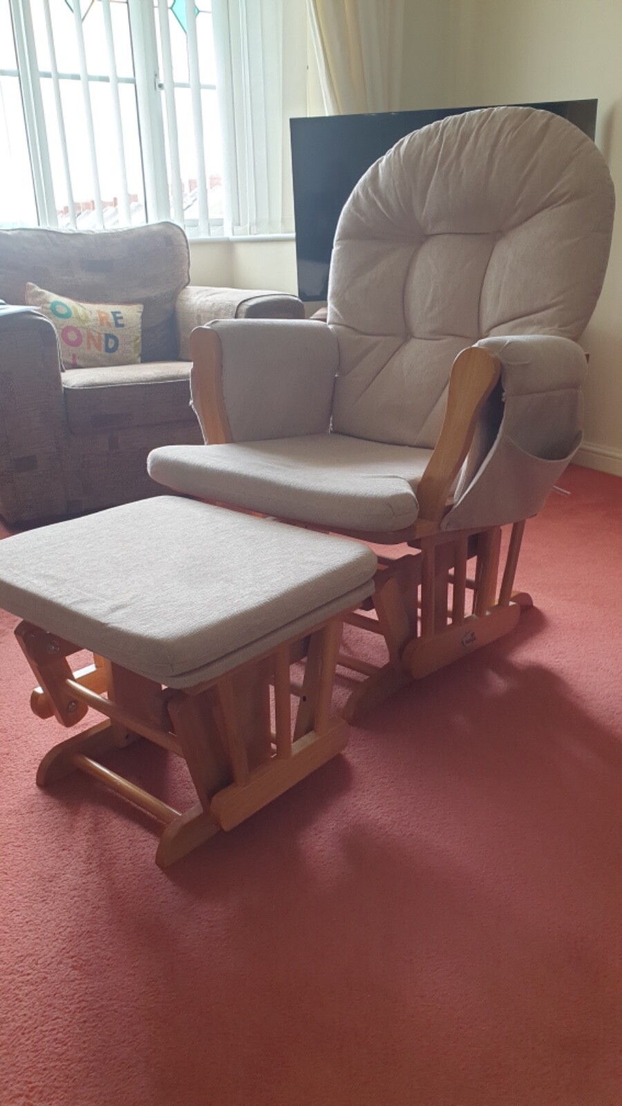 Rocking /Slider/Nursing Chair plus sliding rocking stool | eBay UK