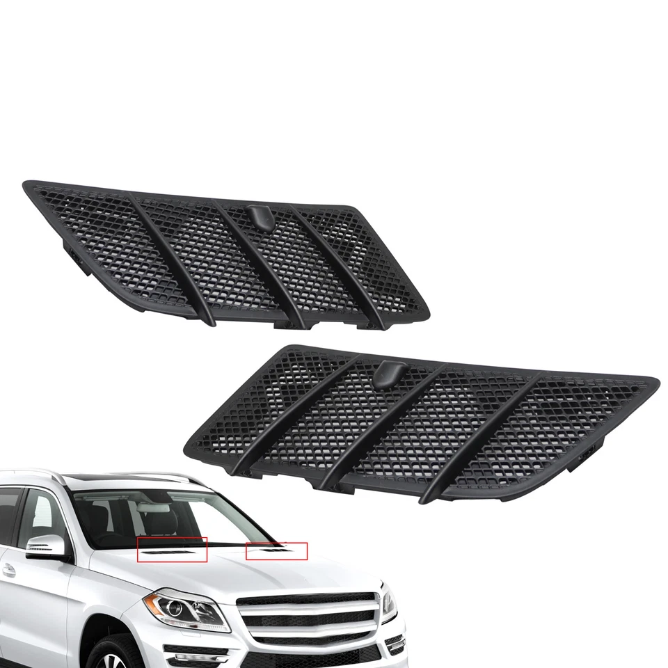 Pair Hood Air Vent Grille Cover For 08-11 Mercedes-Benz W164 GL ML Class 350 450 - Image 2 of 4